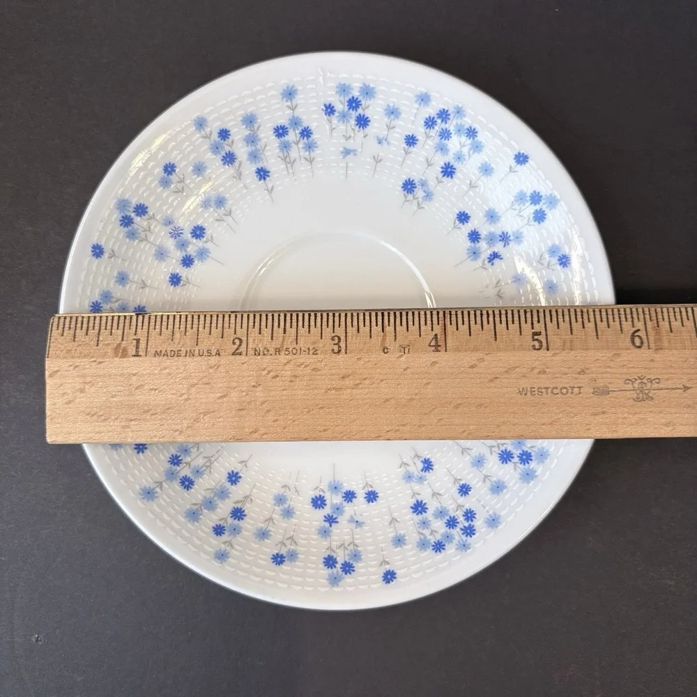 4 Sets Sheffield Rhapsody #503 Blue Floral Cups & Saucers MCM Japan